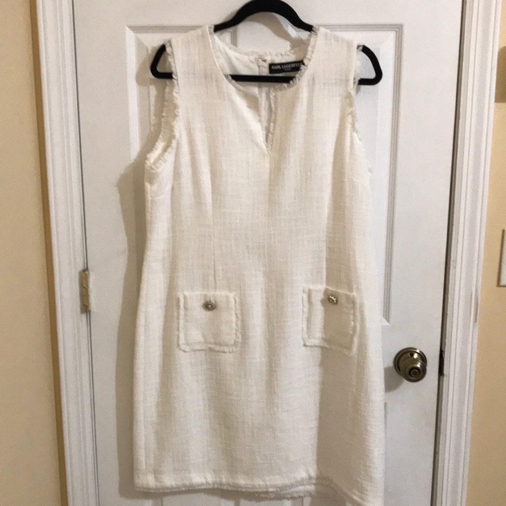 Karl Lagerfeld white sleeveless dress.